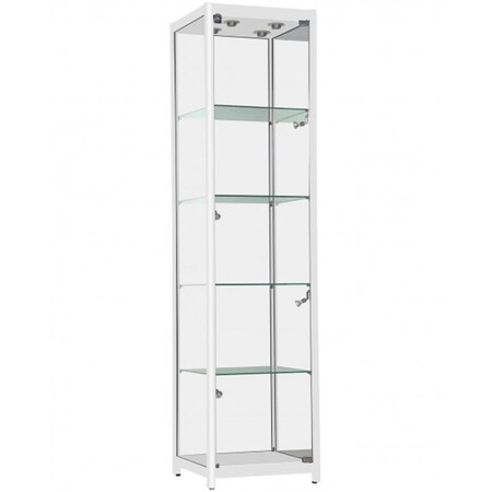 Amko KDLC500-WH Square Aluminum Frame Showcase Display Case, White KDLC500/WH